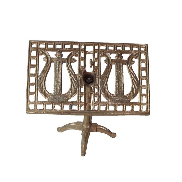 Vintage Brass Metal Tabletop Music Stand or Photo Display Easel 7"H Recipe cards - Picture 1 of 8